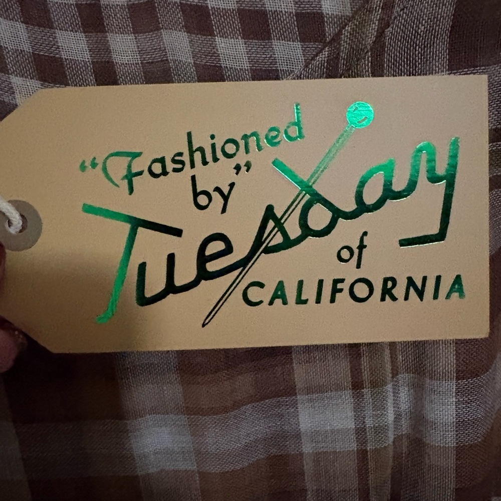 Tuesday of California Gemini Plaid Brown Women’s Dress - Picture 4 of 6